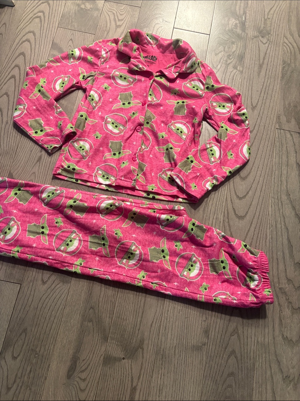 Kids Pink Baby Yoda Star Wars Pajamas size 8